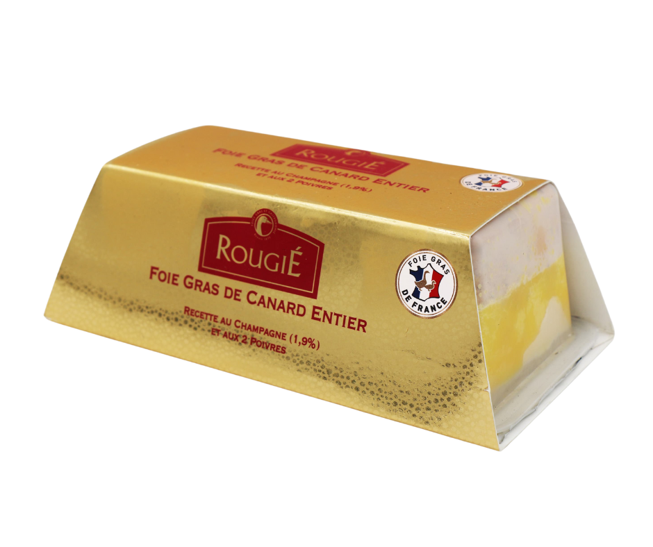 Foie gras de pato entero con Champagne (1,9%) y dos pimientas - Rougié