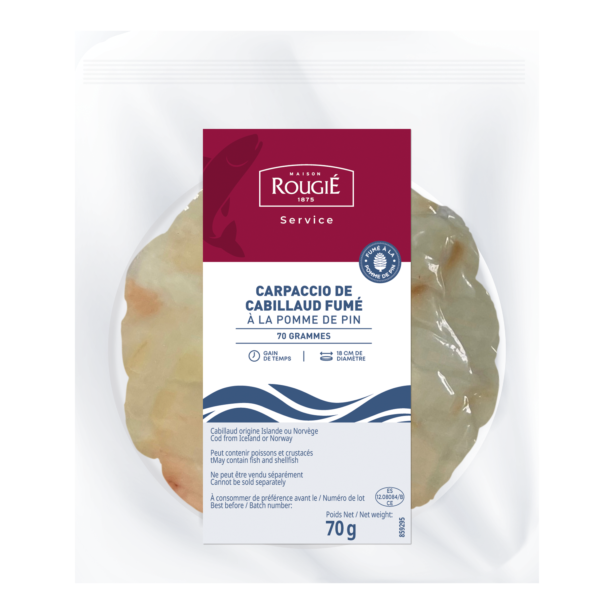 Carpaccio de Cabillaud fumé - Rougié