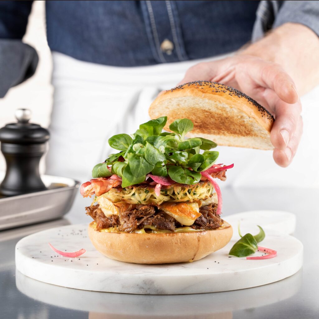 burger d'effiloché de canard