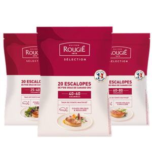 Escalopes de foie gras de canard cru coupe oblique